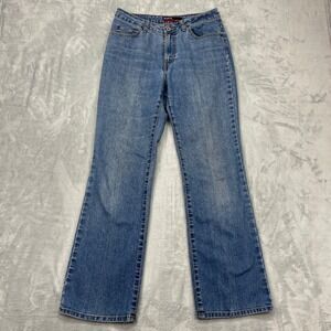 Kikit Jeans Womens 8 Blue Denim Stretch Medium Wash Mid Rise Bootcut Leg Outdoor
